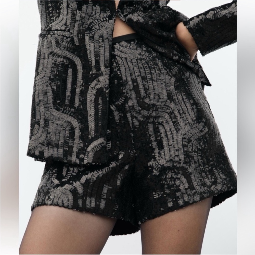 ZARA SEQUIN HIGH WAISTED SHORTS
